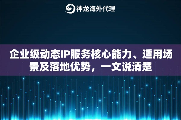 企业级动态IP服务核心能力、适用场景及落地优势，一文说清楚