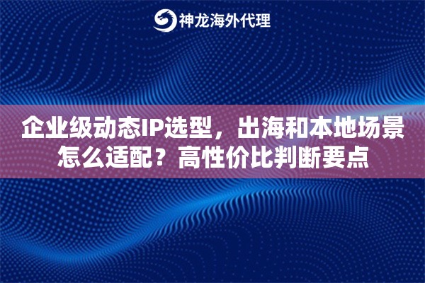 企业级动态IP选型，出海和本地场景怎么适配？高性价比判断要点