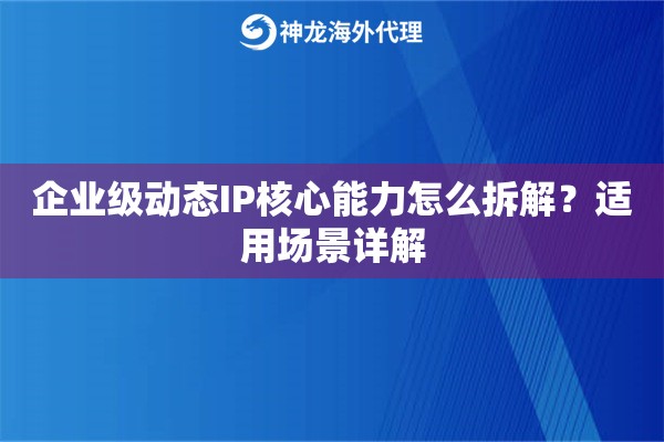 企业级动态IP核心能力怎么拆解？适用场景详解