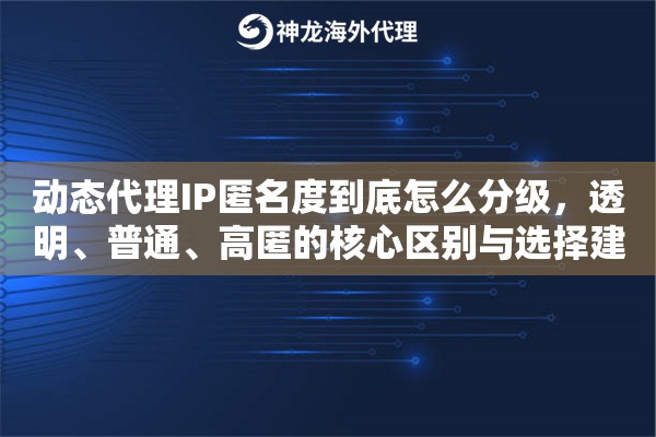 动态代理IP匿名度到底怎么分级，透明、普通、高匿的核心区别与选择建议