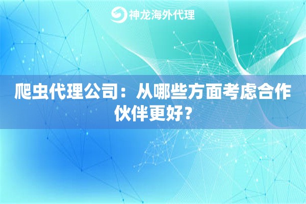 爬虫代理公司：从哪些方面考虑合作伙伴更好？