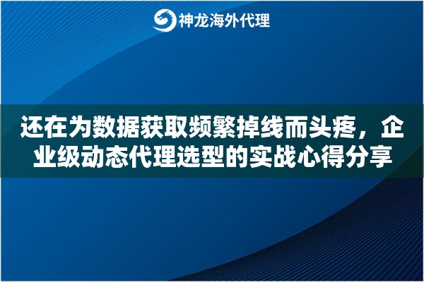 还在为数据获取频繁掉线而头疼，企业级动态代理选型的实战心得分享