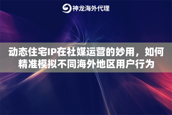 动态住宅IP在社媒运营的妙用,如何精准模拟不同海外地区用户行为 动态住宅IP在社媒运营的妙用,如何精准模拟不同海外地区用户行为