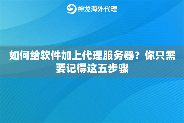 如何给软件加上代理服务器？你只需要记得这五步骤