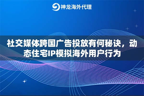 社交媒体跨国广告投放有何秘诀,动态住宅IP模拟海外用户行为 社交媒体跨国广告投放有何秘诀,动态住宅IP模拟海外用户行为