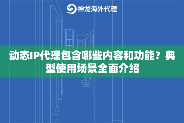 动态IP代理包含哪些内容和功能？典型使用场景全面介绍