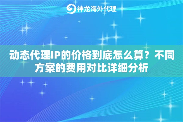 动态代理IP的价格到底怎么算？不同方案的费用对比详细分析