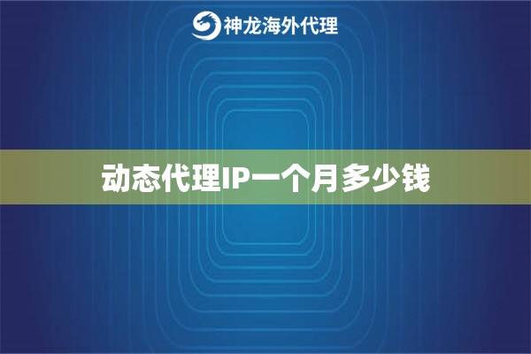 动态代理IP一个月多少钱