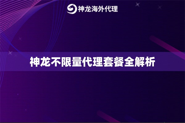 神龙不限量代理套餐全解析