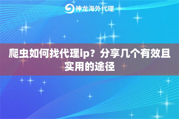 爬虫如何找代理ip？分享几个有效且实用的途径