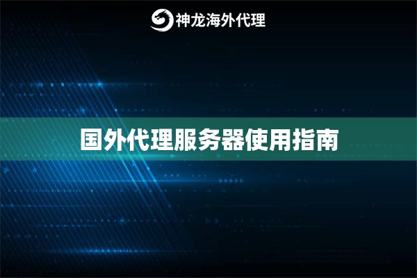 国外代理服务器使用指南