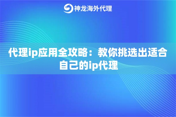 代理ip应用全攻略：教你挑选出适合自己的ip代理