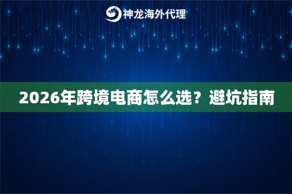 2026年跨境电商怎么选？避坑指南