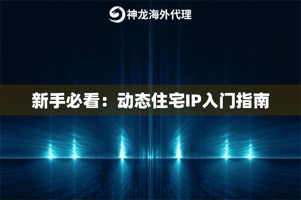 新手必看：动态住宅IP入门指南