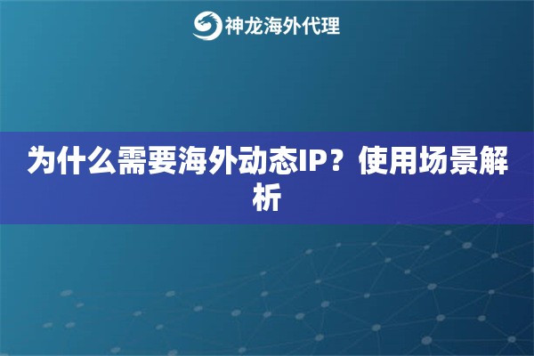 为什么需要海外动态IP？使用场景解析