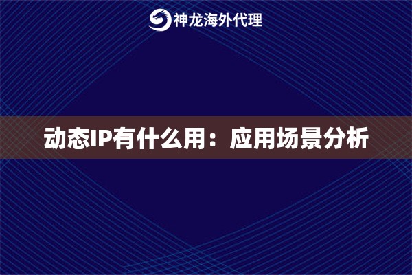 动态IP有什么用：应用场景分析