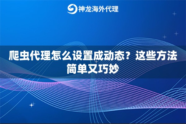 爬虫代理怎么设置成动态？这些方法简单又巧妙