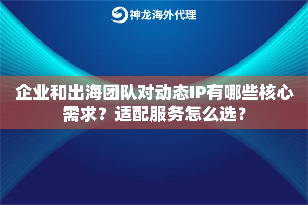 企业和出海团队对动态IP有哪些核心需求？适配服务怎么选？