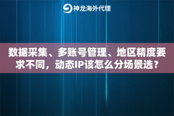 数据采集、多账号管理、地区精度要求不同，动态IP该怎么分场景选？