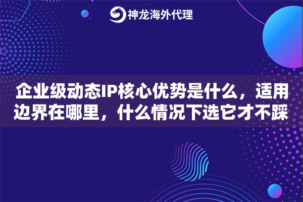企业级动态IP核心优势是什么，适用边界在哪里，什么情况下选它才不踩坑
