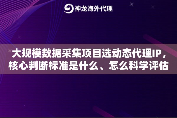 大规模数据采集项目选动态代理IP,核心判断标准是什么、怎么科学评估 大规模数据采集项目选动态代理IP,核心判断标准是什么、怎么科学评估
