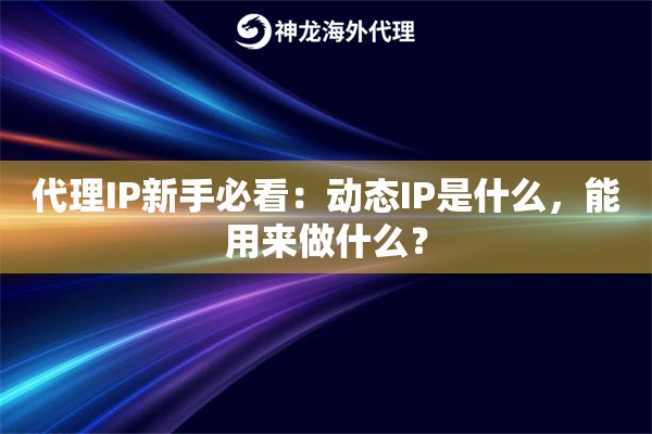 代理IP新手必看：动态IP是什么，能用来做什么？