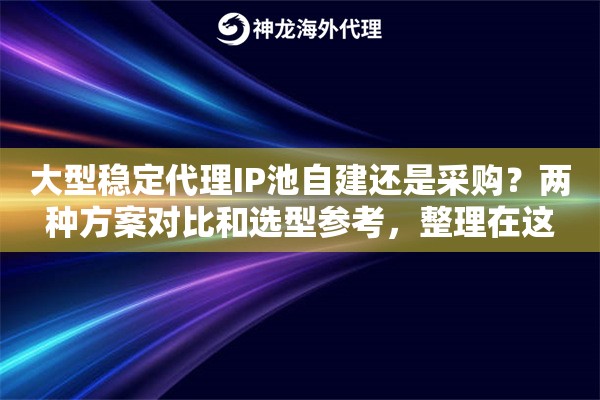 大型稳定代理IP池自建还是采购？两种方案对比和选型参考，整理在这