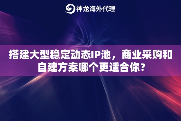 搭建大型稳定动态IP池,商业采购和自建方案哪个更适合你? 搭建大型稳定动态IP池,商业采购和自建方案哪个更适合你?