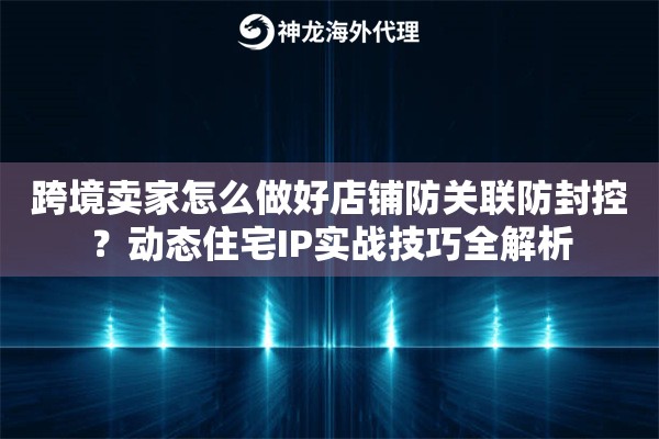 跨境卖家怎么做好店铺防关联防封控？动态住宅IP实战技巧全解析