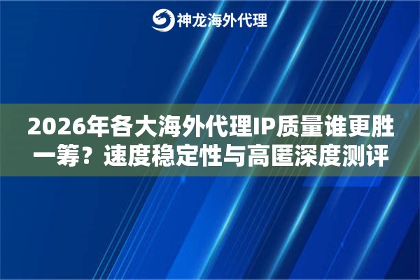 2026年各大海外代理IP质量谁更胜一筹?速度稳定性与高匿深度测评 2026年各大海外代理IP质量谁更胜一筹?速度稳定性与高匿深度测评