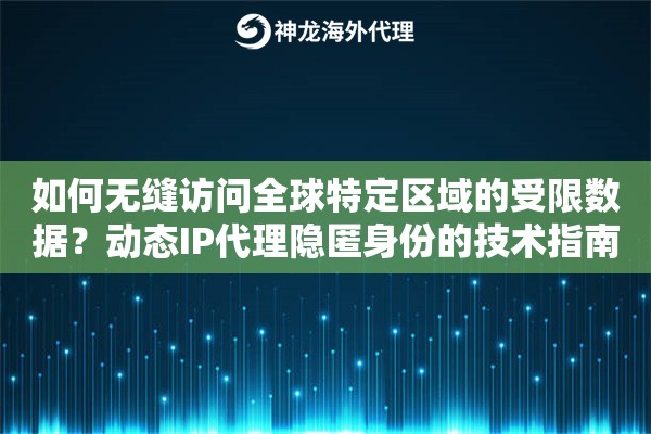 如何无缝访问全球特定区域的受限数据？动态IP代理隐匿身份的技术指南