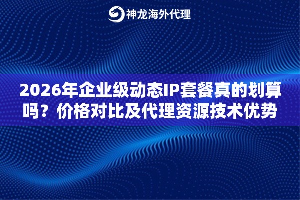 2026年企业级动态IP套餐真的划算吗？价格对比及代理资源技术优势
