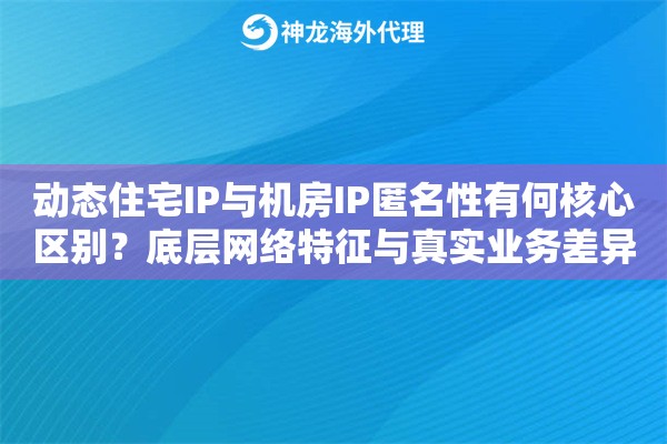 动态住宅IP与机房IP匿名性有何核心区别？底层网络特征与真实业务差异