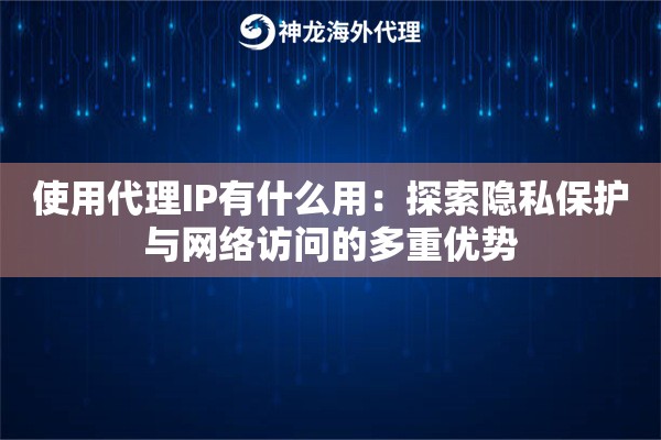 使用代理IP有什么用：探索隐私保护与网络访问的多重优势