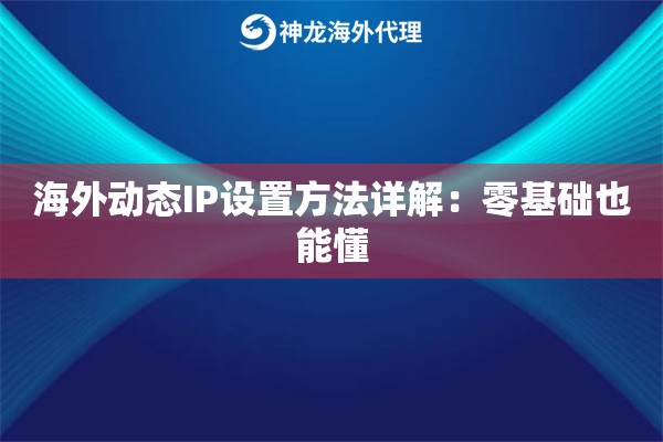 海外动态IP设置方法详解：零基础也能懂