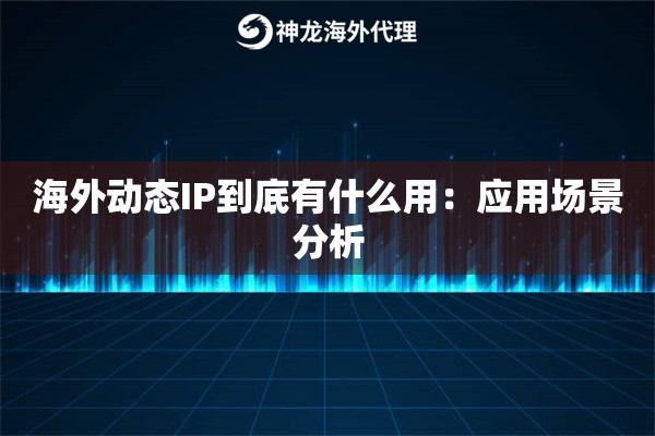 海外动态IP到底有什么用：应用场景分析