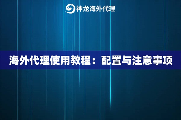 海外代理使用教程：配置与注意事项