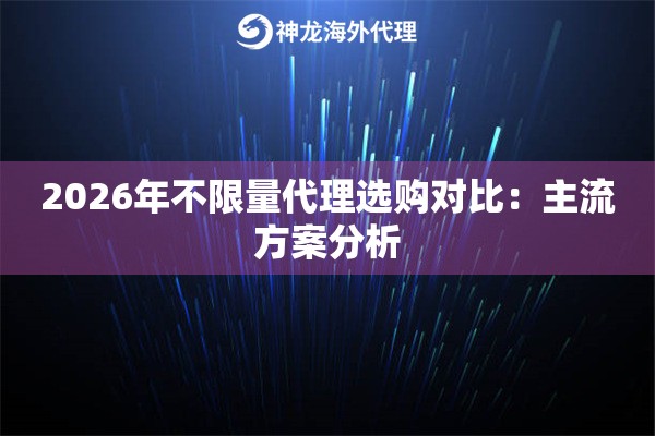 2026年不限量代理选购对比：主流方案分析