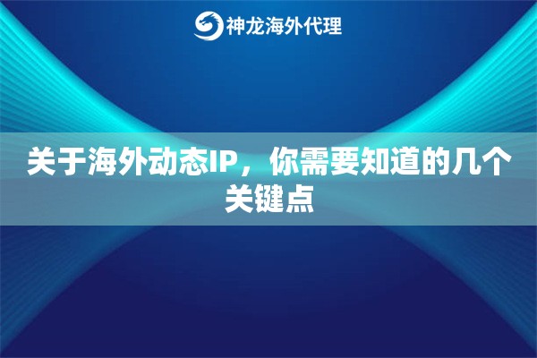 关于海外动态IP,你需要知道的几个关键点 关于海外动态IP,你需要知道的几个关键点