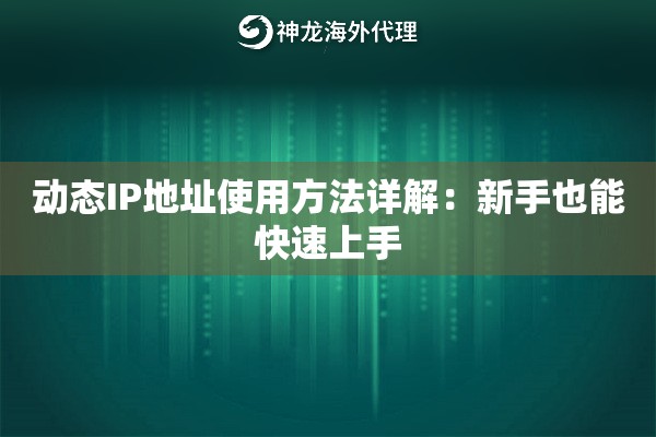动态IP地址使用方法详解:新手也能快速上手 动态IP地址使用方法详解:新手也能快速上手