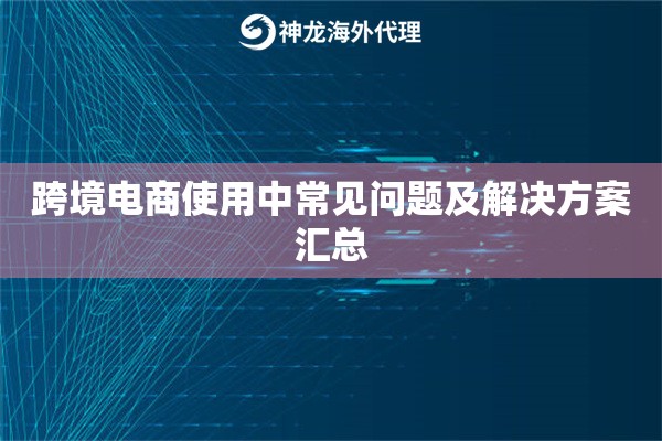 跨境电商使用中常见问题及解决方案汇总