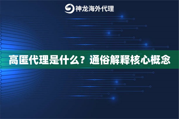 高匿代理是什么?通俗解释核心概念 高匿代理是什么?通俗解释核心概念