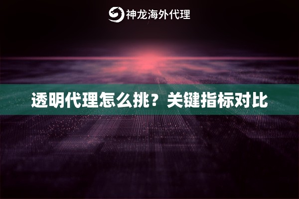 透明代理怎么挑?关键指标对比 透明代理怎么挑?关键指标对比