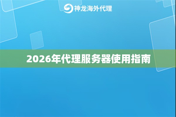 2026年代理服务器使用指南 2026年代理服务器使用指南