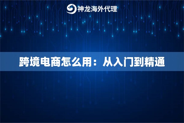 跨境电商怎么用：从入门到精通