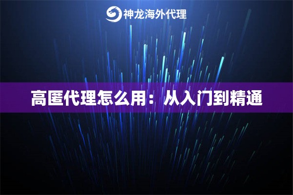 高匿代理怎么用：从入门到精通