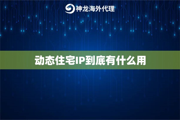 动态住宅IP到底有什么用 动态住宅IP到底有什么用