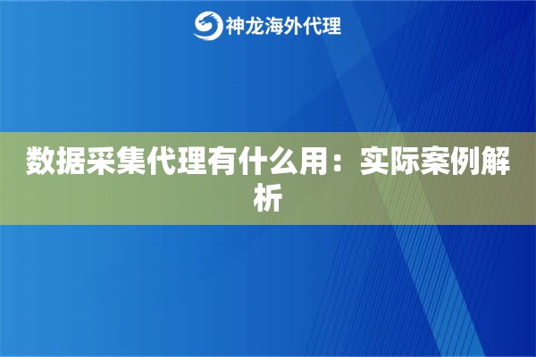 数据采集代理有什么用：实际案例解析