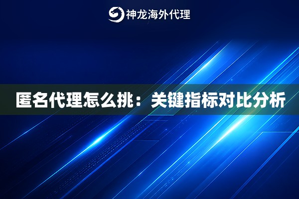 匿名代理怎么挑：关键指标对比分析