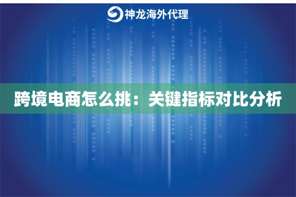 跨境电商怎么挑：关键指标对比分析